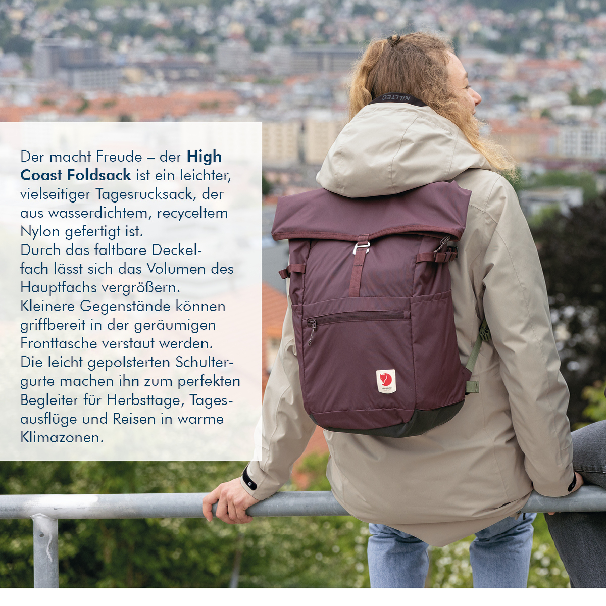 Der Fjäll Räven der High Coast Foldsack ist ein leichter, vielseitiger Tagesrucksack.