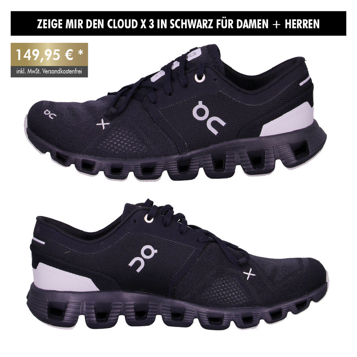 ON Running Cloud X 3 in schwarz