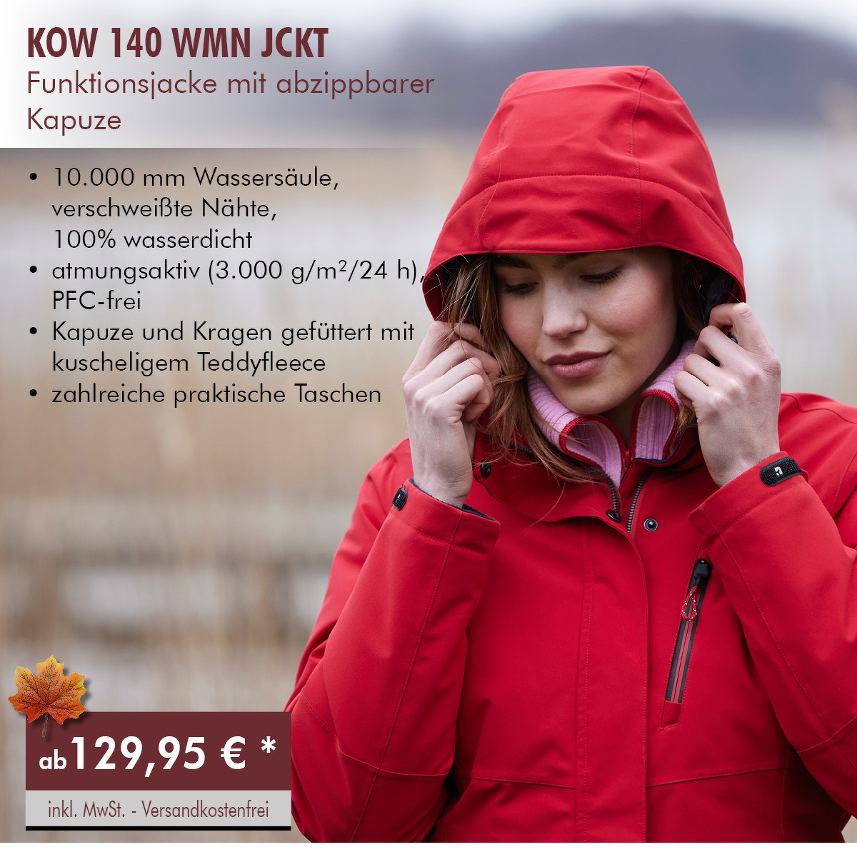 KOW 140 WMN JCKT Funktionsjacke mit abzippbarer Kapuze