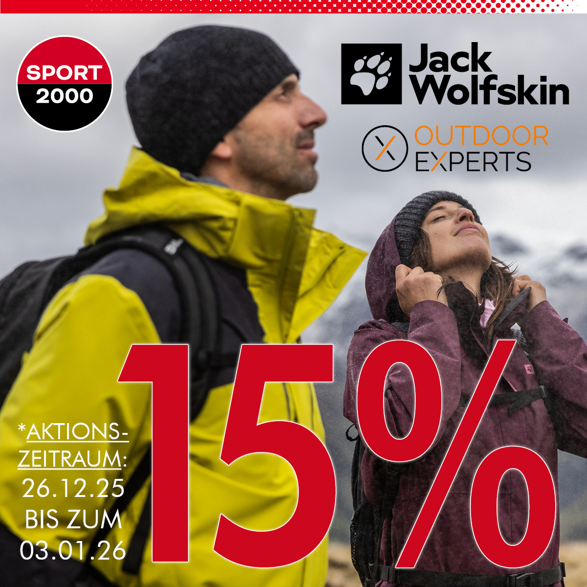 15% Rabatt auf alle Jack Wolfskin Textilien*