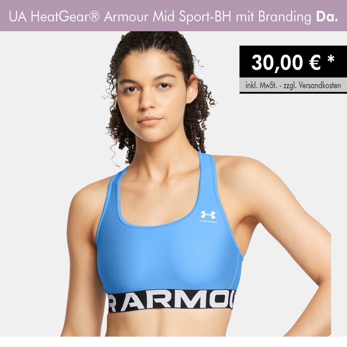 UA HeatGear® Armour Mid Sport-BH mit Branding Da.
