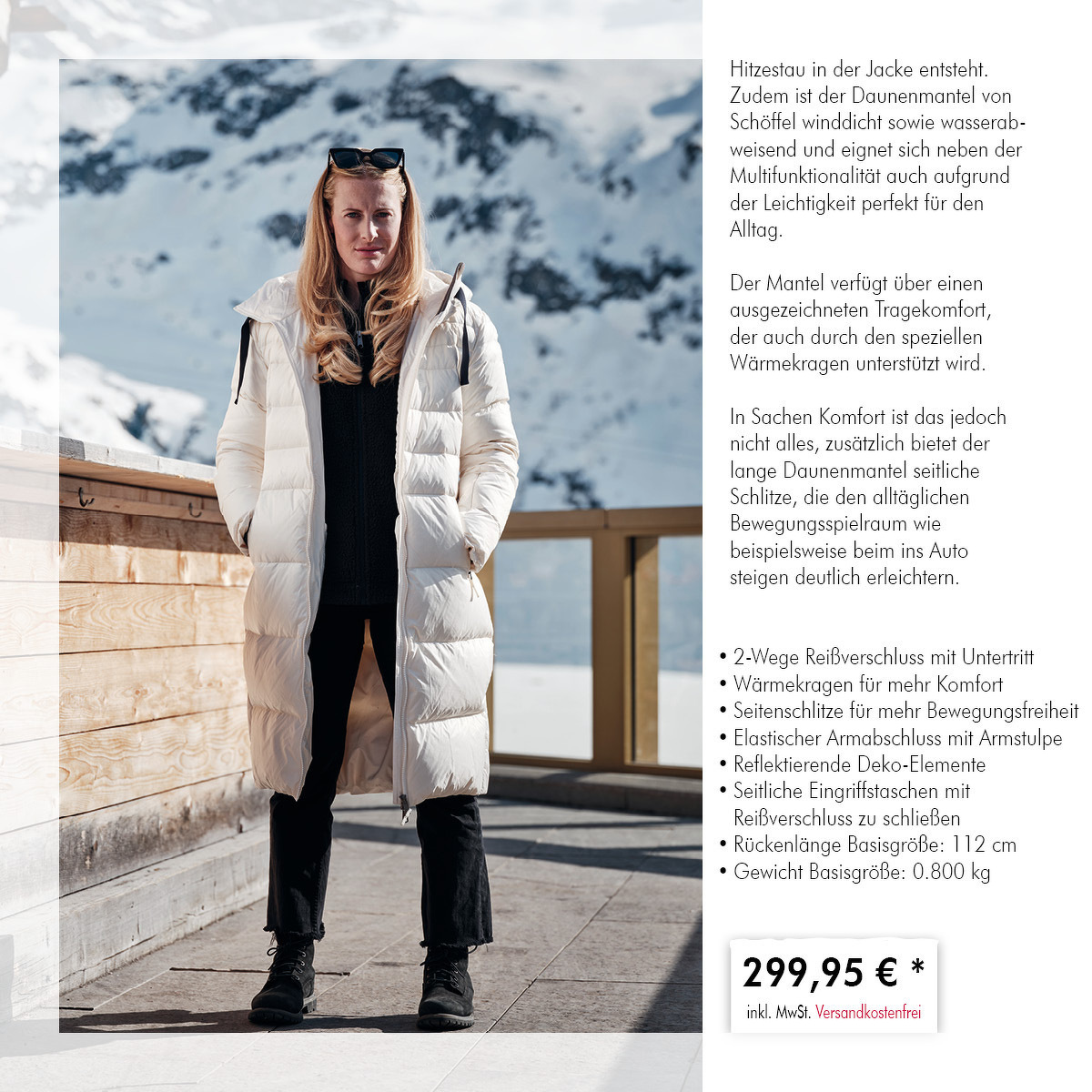 Down Coat Kenosha L Damen  Weiß