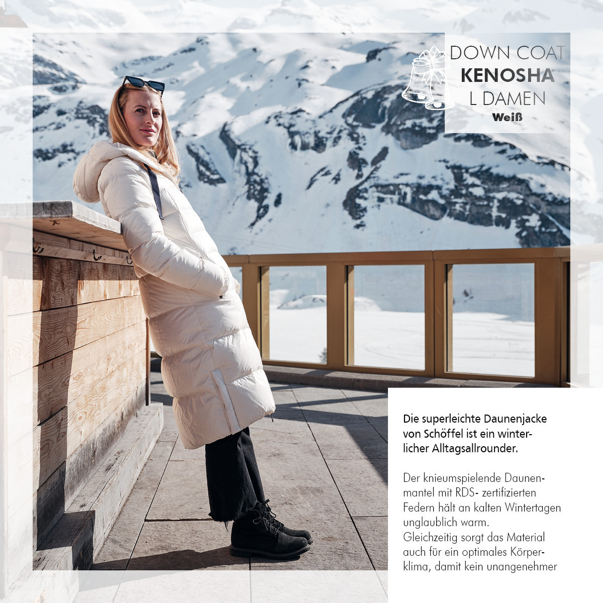 Down Coat Kenosha L Damen  Weiß