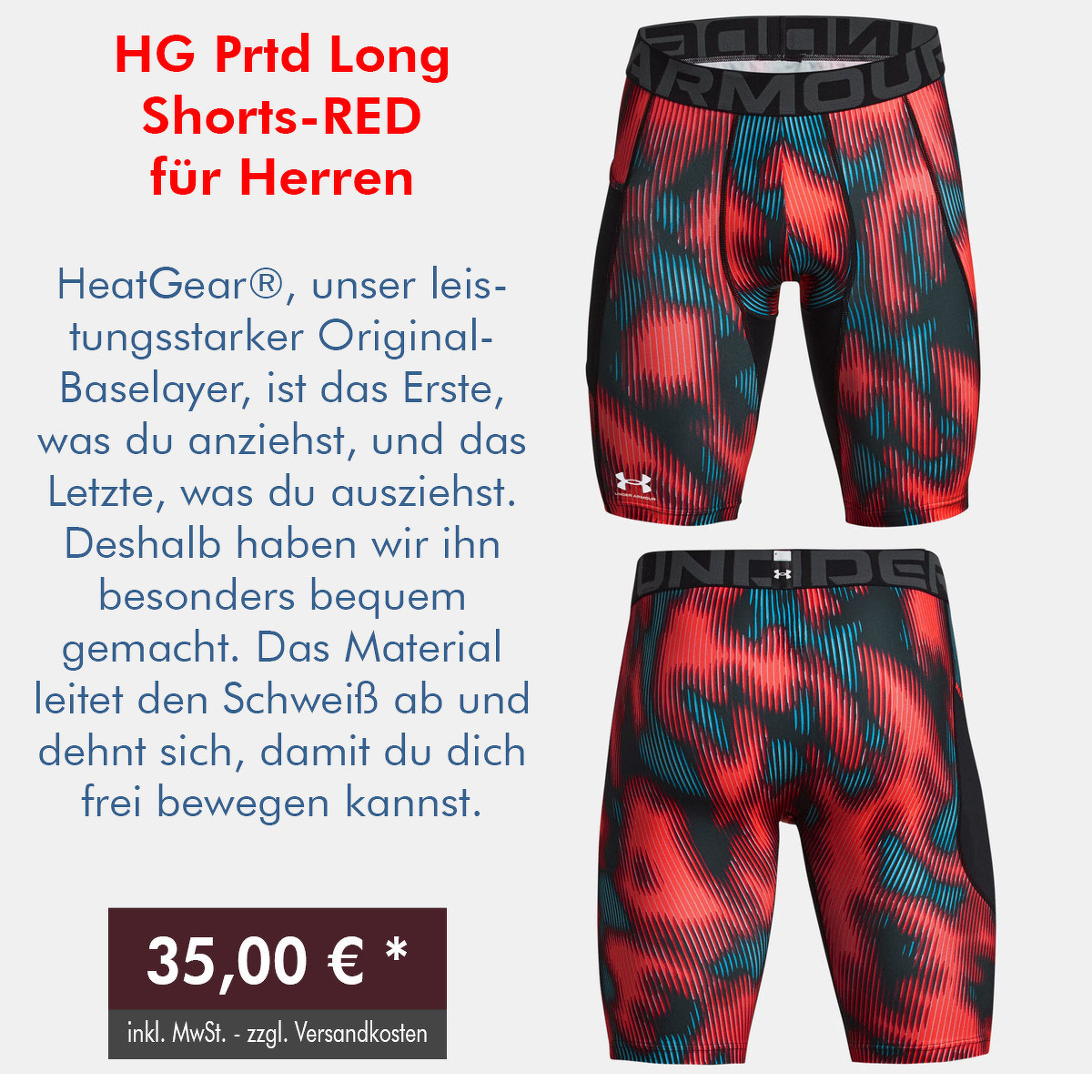 HG Prtd Long Shorts-RED für Herren
