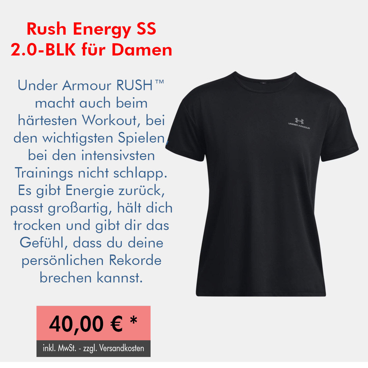 Rush Energy SS 2.0-BLK für Damen