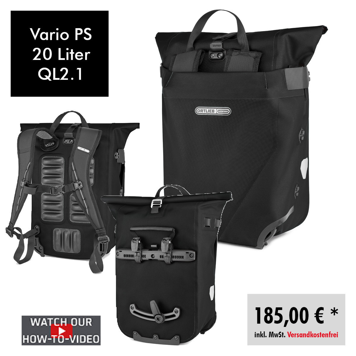 Ortlieb Vario PS Rucksack & Radtasche