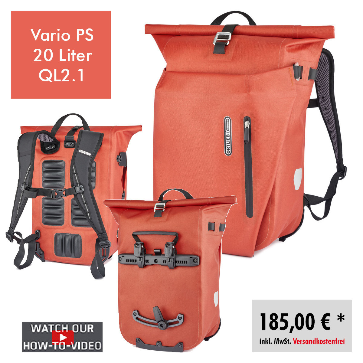 Ortlieb Vario PS Rucksack & Radtasche