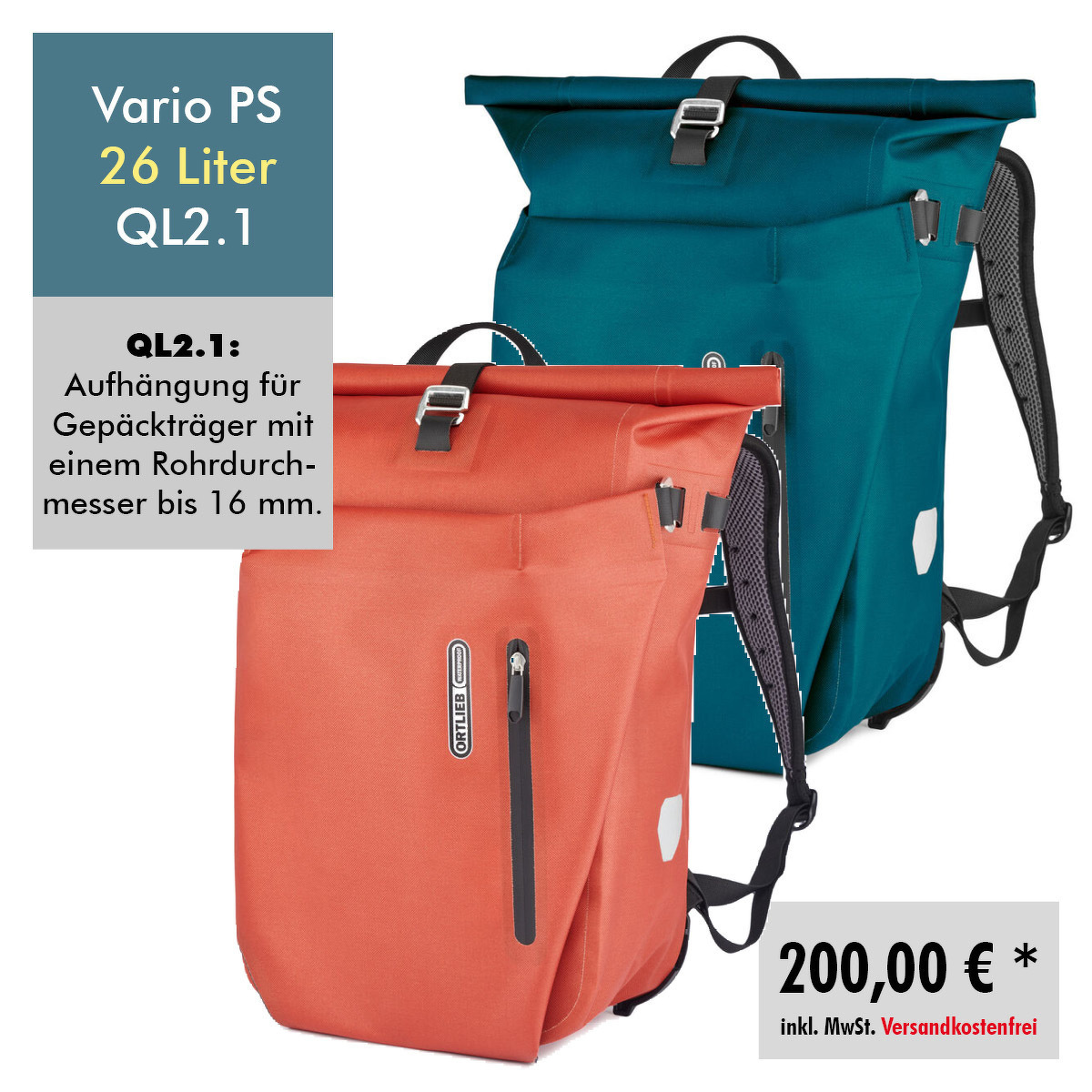Ortlieb Vario PS 26 Liter QL2.1