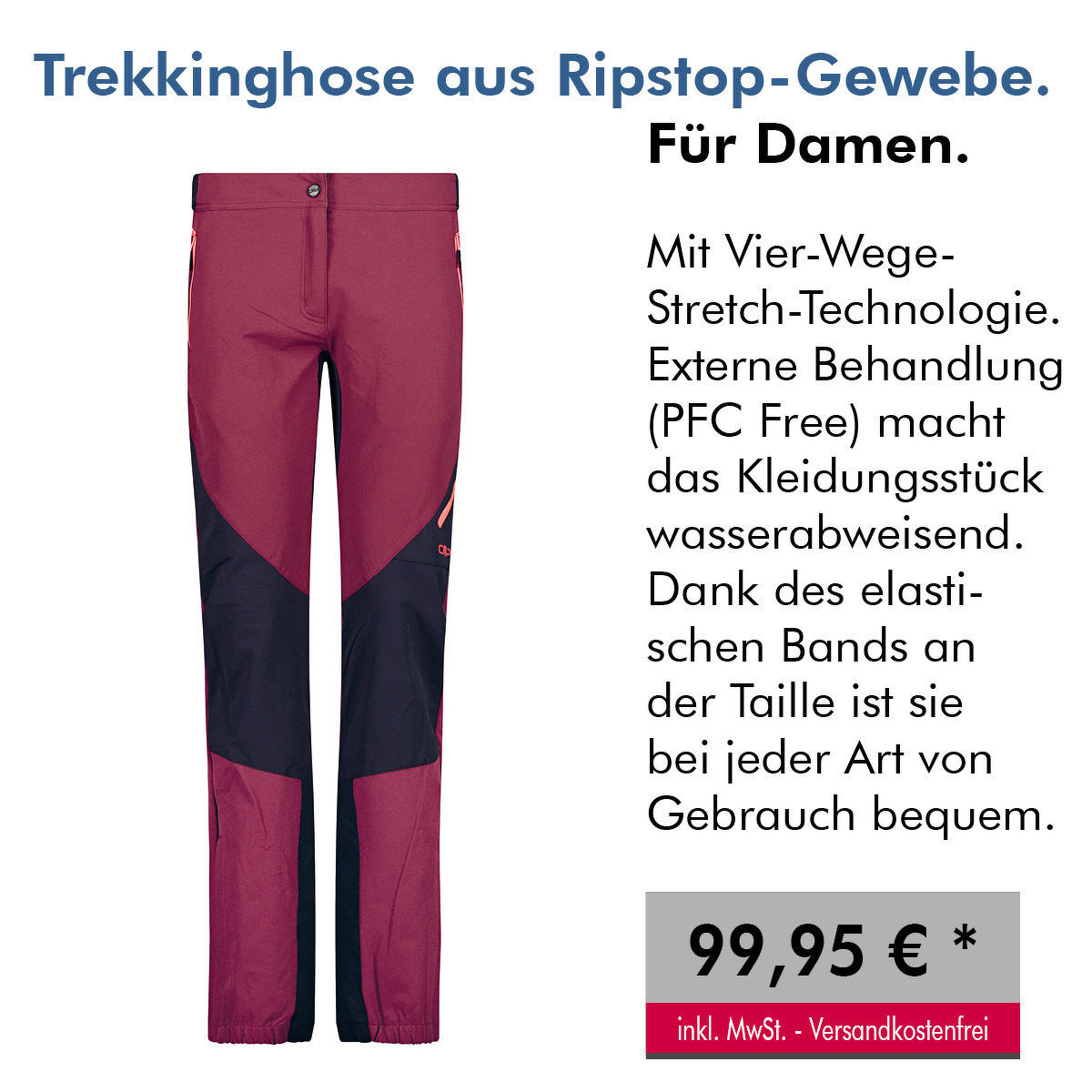 Trekkinghose aus Ripstop-Gewebe.